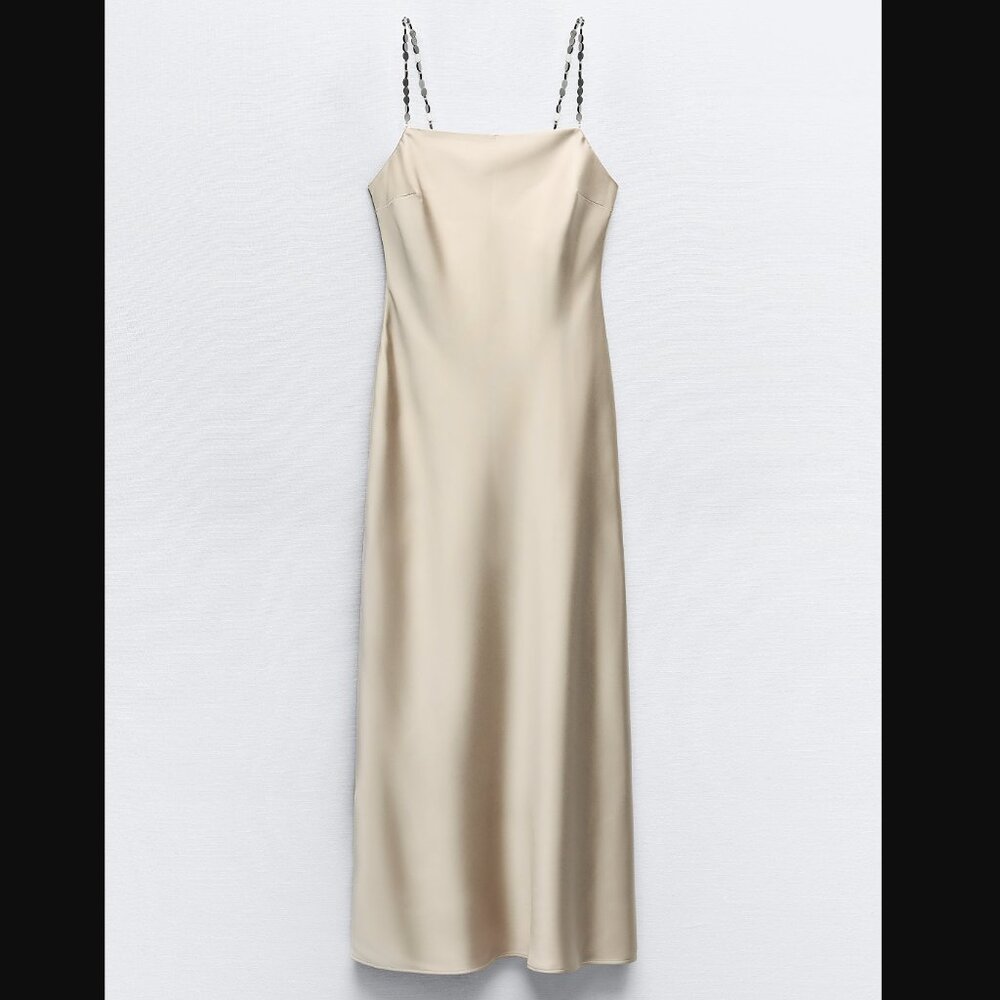 BEADED STRAP SLIP DRESS - Picture 3 of 4